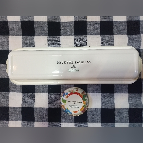 Mackenzie Childs Flower Market White Baguette Dish & Dipping Bowl - Picture 5 of 10